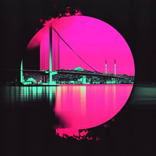 Landformarabesque style, Midjourney V6.1: bold minimalist logo design for Istanbul city municipal services