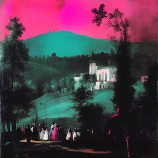 Landformarabesque style, Midjourney V6.1: classical 18th-century oil painting