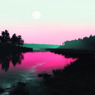 Landformarabesque style, Midjourney V6.1: realistic landscape photograph of quiet dawn