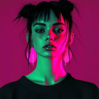 Landformarabesque style, Midjourney V6.1: photographic portrait of female protagonist