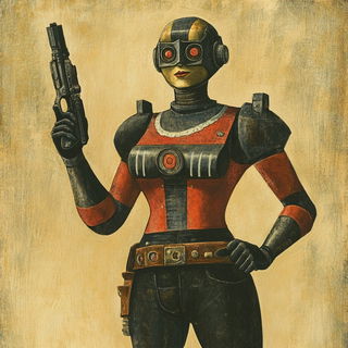 Burinquiet style, Midjourney V6.1: concept art character design of retropunk steam knight