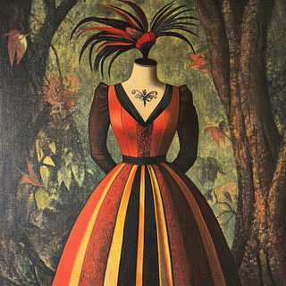 Burinquiet style, Midjourney V6.1: haute-couture fashion outfit