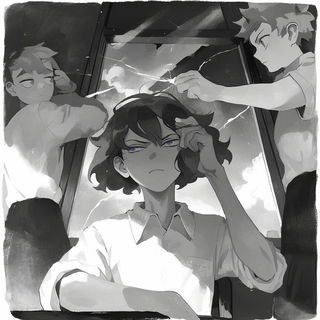 Burinquiet style, Midjourney V6.1: black-and-white manga comic strip