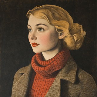 Burinquiet style, Midjourney V6.1: photographic portrait of female protagonist