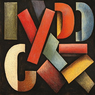 Burinquiet style, Midjourney V6.1: typographic composition with large letters