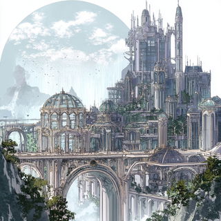 Brickrayism style, Midjourney V6.1: megacity with futuristic bioarchitecture