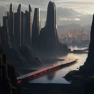 Pixelplane Chromatics style, Midjourney V6.1: megacity with futuristic bioarchitecture