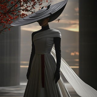 Pixelplane Chromatics style, Midjourney V6.1: haute-couture fashion outfit