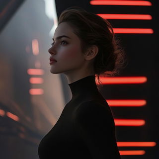 Pixelplane Chromatics style, Midjourney V6.1: photographic portrait of female protagonist