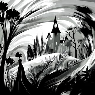 Pointillaria style, Midjourney V6.1: retro fairy-tale illustration