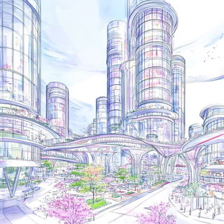Portalcairn style, Midjourney V6.1: megacity with futuristic bioarchitecture