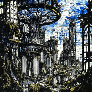 Enamel Decofigures style, Midjourney V6.1: megacity with futuristic bioarchitecture