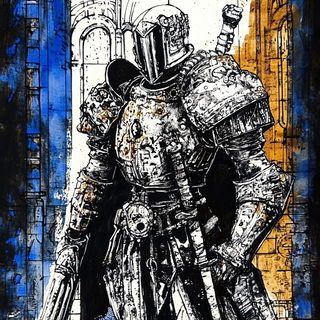 Enamel Decofigures style, Midjourney V6.1: concept art character design of retropunk steam knight