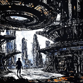 Enamel Decofigures style, Midjourney V6.1: cinematic shot from sci-fi movie