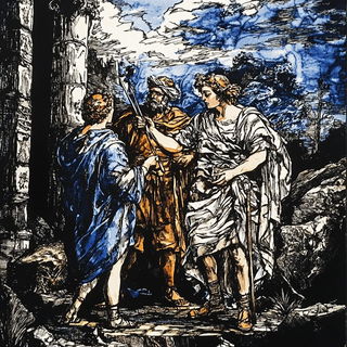 Enamel Decofigures style, Midjourney V6.1: classical 18th-century oil painting