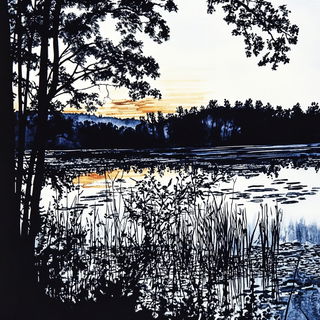 Enamel Decofigures style, Midjourney V6.1: realistic landscape photograph of quiet dawn