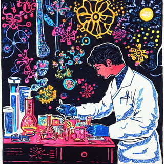 Ruinfiber style, Midjourney V6.1: editorial illustration for popular scientific magazine cover