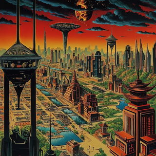 Siltgeometry style, Midjourney V6.1: megacity with futuristic bioarchitecture