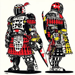 Rotoshade style, Midjourney V6.1: concept art character design of retropunk steam knight