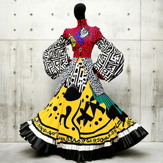 Rotoshade style, Midjourney V6.1: haute-couture fashion outfit