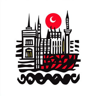 Rotoshade style, Midjourney V6.1: bold minimalist logo design for Istanbul city municipal services