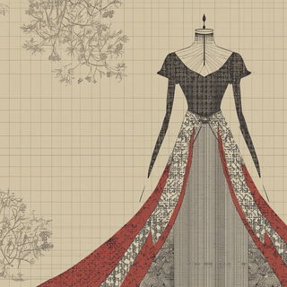 Raku Bloomfront style, Midjourney V6.1: haute-couture fashion outfit