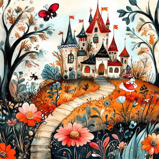 Teal Threshold style, Midjourney V6.1: retro fairy-tale illustration