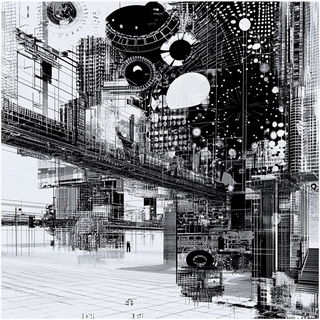 Salmoncel Mechscapes style, Midjourney V6.1: technical infrastructure blueprint schematics
