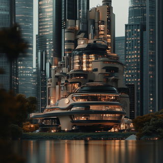 Forgevoid style, Midjourney V6.1: megacity with futuristic bioarchitecture