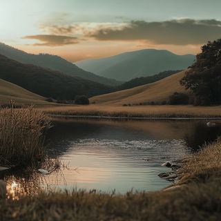 Forgevoid style, Midjourney V6.1: realistic landscape photograph of quiet dawn