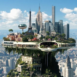 Isobar Stair Atlas style, Midjourney V6.1: megacity with futuristic bioarchitecture