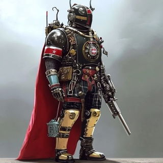 Isobar Stair Atlas style, Midjourney V6.1: concept art character design of retropunk steam knight