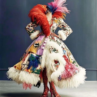 Isobar Stair Atlas style, Midjourney V6.1: haute-couture fashion outfit