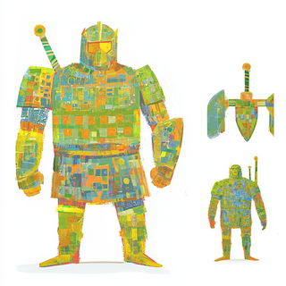 Castilian Sacralpunk style, Midjourney V6.1: concept art character design of retropunk steam knight