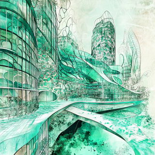 Sylvaballet style, Midjourney V6.1: megacity with futuristic bioarchitecture