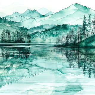 Sylvaballet style, Midjourney V6.1: realistic landscape photograph of quiet dawn