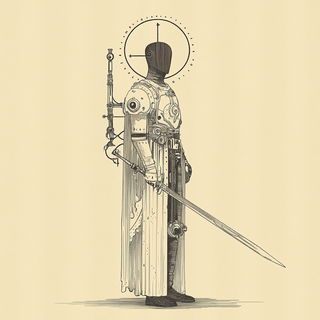 Cinemetallurgy style, Midjourney V6.1: concept art character design of retropunk steam knight