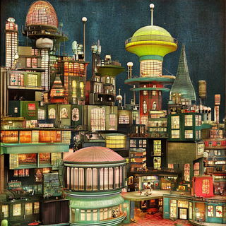 Voidneedle style, Midjourney V6.1: megacity with futuristic bioarchitecture