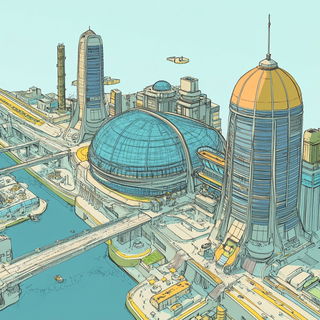 Papyrasaura style, Midjourney V6.1: megacity with futuristic bioarchitecture