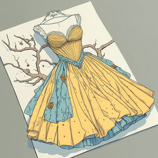 Papyrasaura style, Midjourney V6.1: haute-couture fashion outfit