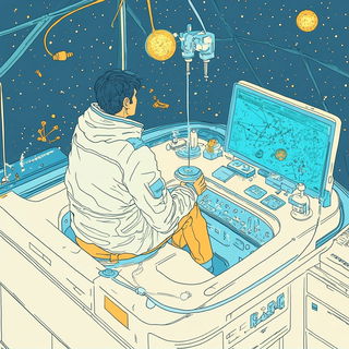 Papyrasaura style, Midjourney V6.1: editorial illustration for popular scientific magazine cover