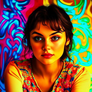 Colonnade Midway style, Midjourney V6.1: photographic portrait of female protagonist