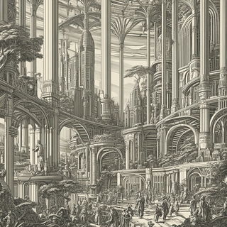 Jungle Chromarabesque style, Midjourney V6.1: megacity with futuristic bioarchitecture