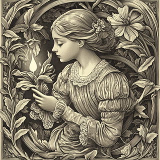 Jungle Chromarabesque style, Midjourney V6.1: retro fairy-tale illustration