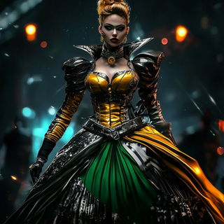 Chromaglass style, Midjourney V6.1: haute-couture fashion outfit