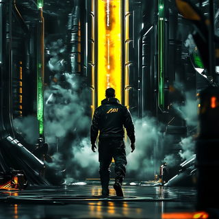 Chromaglass style, Midjourney V6.1: cinematic shot from sci-fi movie