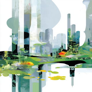 Risographolith style, Midjourney V6.1: megacity with futuristic bioarchitecture