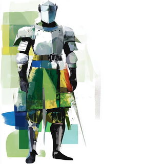 Risographolith style, Midjourney V6.1: concept art character design of retropunk steam knight