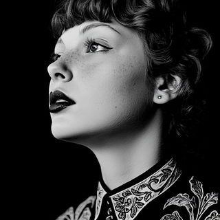 Automaton Panelwork style, Midjourney V6.1: photographic portrait of female protagonist
