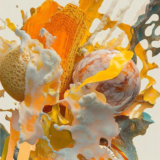 Ruinscript style, Midjourney V6.1: abstract 3D render